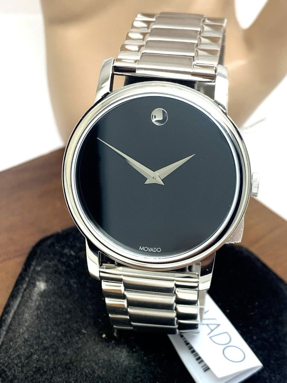 Movado Men's Watch 2100014 Museum Black Dial Swiss Quartz Silver Steel 38mm